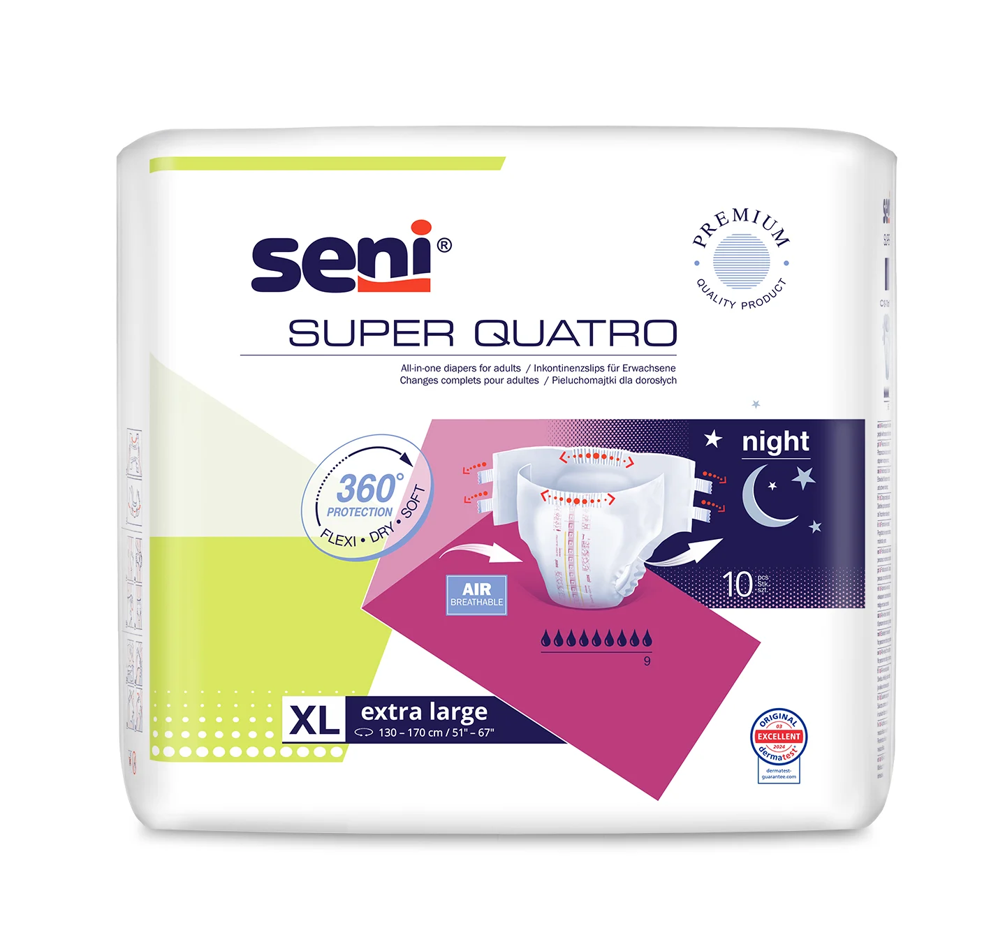Seni Super Quatro Extra Large scutece incontinenţă 10 buc